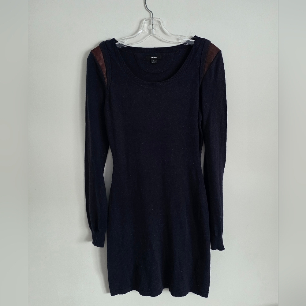 RUDSAK | Wool Sweater Dress Cow Hair Inserts navy Sz L